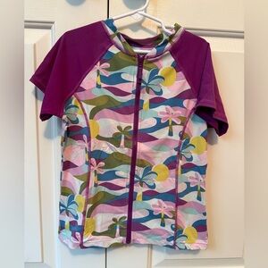 Garnet Hill Kids Kids Swim Rash Guard - Purple and Pink